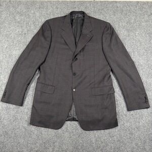 Canali Saks Fifth Avenue Size 54L Brown Plaid 100% Wool Blazer Made Italy‎ Men's